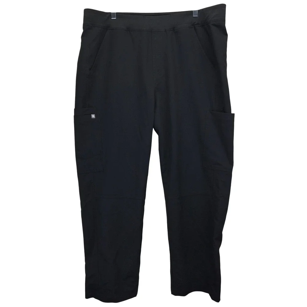 FIGS Men Black Technical Scrub Cargo Pants Elastic Waist Style T2001S Size XXL S